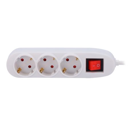 PDU-3P-SWITCH - Ciabatta di alimentazione - 3 uscite fino a 250VAC / 16 A max. - Interruttore on/off - Colore bianco