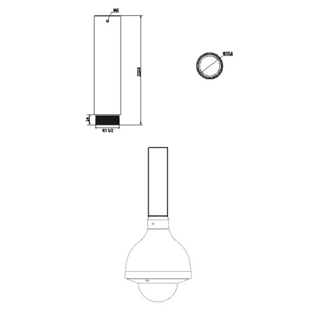PFA112 - Prolunga per montaggio a soffitto - Adatto per Domos motorizzati - Lega di alluminio - Per esterni - 220 (I) x 63 (Ø) m