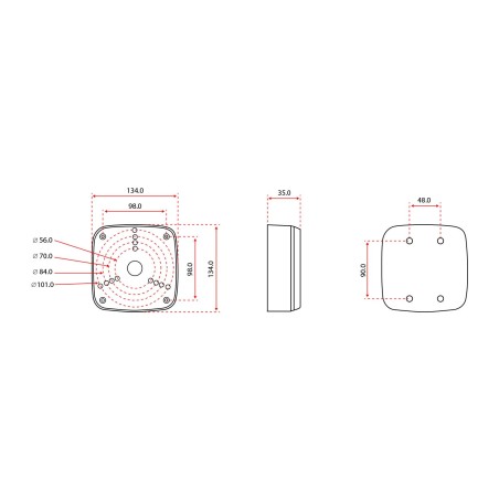 PFA122 - Scatola di giunzione - Per telecamere bullet o dome - Adatto per uso esterno - Installazione a tetto o parete - Colore 