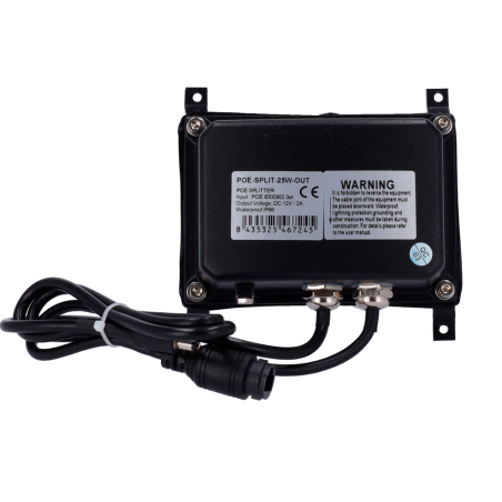 POE-SPLIT-25W-OUT - Convertitore PoE - Per faretti a infrarossi - Ingresso PoE IEEE802.3af - Uscita 25 W / DC 12 V/ 2A - Cavo Ca