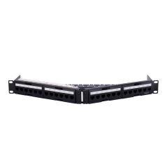 PP-A24UTP6 - Patch panel angolare di 24 porte UTP - Ammette cavi fino a CAT6 - Formato per rack 1U - Dimensione 1 U per facilita