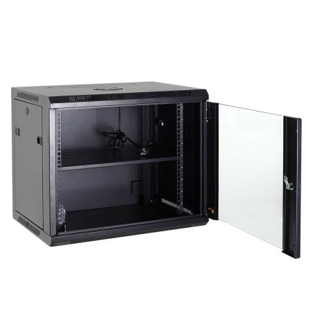 RACK-12UN - Armadio rack a parete - Fino a 12U rack da 19"(600*600) - Fino a 60 Kg di carico - Con ventole e passacavi - 2 vento