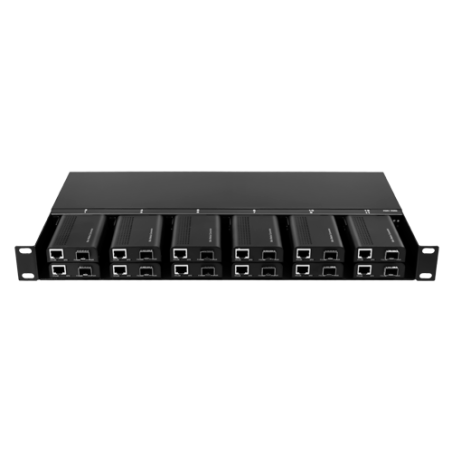 RACK-1U12MC-AC220D - Telaio metallico - Per scaffalature fino a: - 12 Convertitori medi - Doppia alimentazione - 1U - 19"