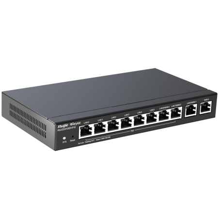 RG-EG310GH-P-E - Reyee Router PoE Controller Cloud - 9 Porte GE LAN + 1 Porta GE WAN - 8 Porte PoE+ 802.3af/at / Fino a 110W in 