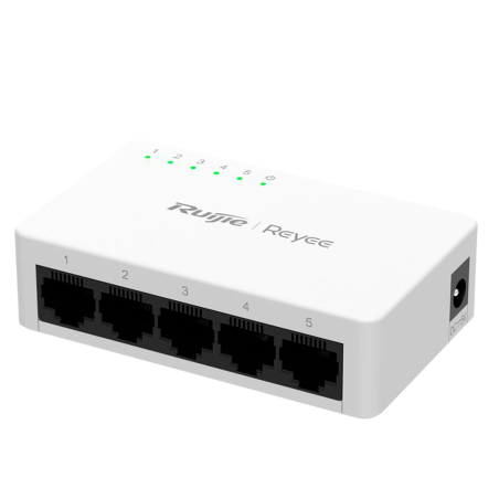 RG-ES05G-L - Reyee Switch da Tavolo - Alloggiamento in Plastica - 5 porte RJ45 - Velocità 10/100/1000 Mbps - Plug and Play - Tec