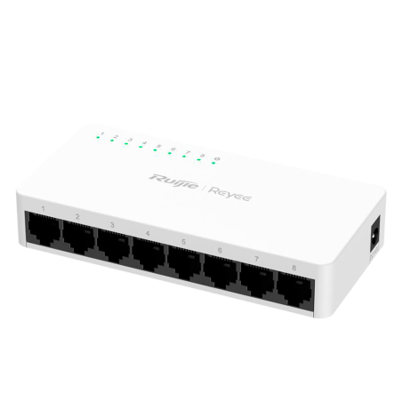 RG-ES08G-L - Reyee Switch da Tavolo - Alloggiamento in Plastica - 8 porte RJ45 - Velocità 10/100/1000 Mbps - Plug and Play - Tec