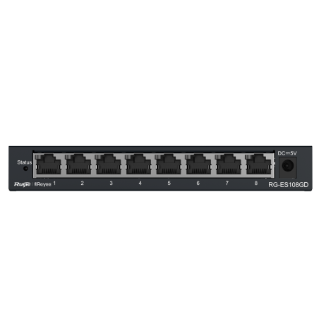 RG-ES108GD - Reyee Switch da Tavolo - Alloggiamento in Metallo - 8 porte RJ45 - Velocità 10/100/1000 Mbps - Plug and Play - Tecn
