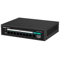 RG-ES110GS-P-L - Reyee Switch PoE da Tavolo - 8 Porte RJ45 + 1 Uplink RJ45 + 1 Uplink SFP - 8 Porte Gigabit + 2 Porte Gigabit - 