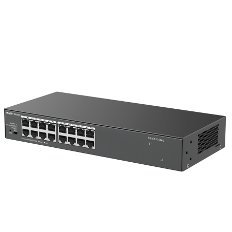 RG-ES116G-L - Reyee Switch da Tavolo - Alloggiamento in Metallo - Montaggio su rack - 16 porte RJ45 - Velocità 10/100/1000 Mbps 