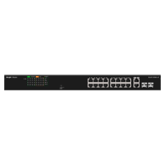 RG-ES118FGS-LP - Reyee Switch PoE da Tavolo - Alloggiamento in Metallo - Montaggio su Rack - 16 Porte RJ45 10/100 Mbps + 2 Uplin