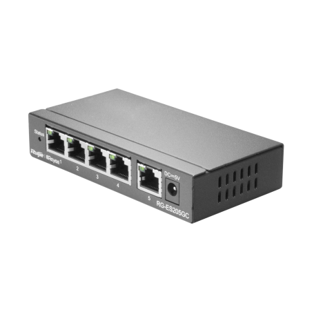 RG-ES205GC - Reyee Switch Cloud - 5 porte RJ45 Gigabit - Velocità della porta 10/100/1000 Mbps - Plug &amp Play - VLAN/Port Isol