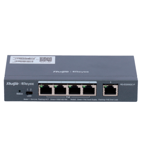 RG-ES205GC-P - Reyee Switch PoE Cloud Managed - 4 porte PoE 802.3af/at + 1 Uplink RJ45 - 4 RJ45 10/100/1000Mbps + 1 RJ45 10/100/