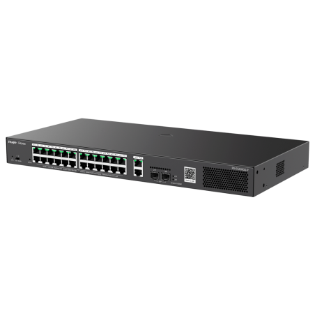 RG-ES228GS-P - Reyee Switch PoE Cloud Managed - 24 PoE 802.3af/at + 2 SFP + 2 uplink RJ45 - 26 RJ45 10/100/1000Mbps + 2 SFP 10/1