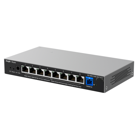 RG-NBF2100S-8GT1SC-P - Reyee E-Lighten Switch PoE Cloud Layer 2 - 8 porte RJ45 Gigabit 802.3af/at - 1 Porta ottica SC 1G (PON) -