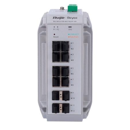 RG-NIS3100-8GT4SFP-HP - Reyee Switch Industriale PoE Cloud Layer 2 - 8 porte PoE+ Gigabit + 4 porte SFP Gigabit - 30W per porta