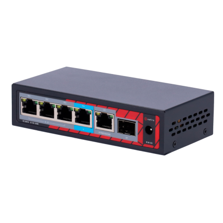 SF-POE-EXT0604-GF-60 - Safire Indoor POE extender Switch - Ampia portata dell' alimentazione POE - 4 porte PoE + 1 Uplink RJ45 +