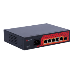 SF-SW0604HIPOE-GF-65 - Safire Switch Hi-PoE - 4 porte PoE + 1 Uplink RJ45 + 1 Uplink SFP - Velocità porte Gigabit 10/100/1000Mbp