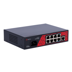 SF-SW0908HIPOE-120 - Safire Switch Hi-PoE - 8 porte PoE + 1 Uplink RJ45 - Velocità porte 10/100Mbps - 6 Porte PoE+ 30W + 2 Porte