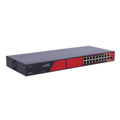 SF-SW1916HIPOE-HF-300 - Safire Switch Hi-PoE - 16 Porte PoE + 2 Uplink RJ45 + 1 Uplink SFP - Ibrido 15x10/100Mbps + 4x10/100/100