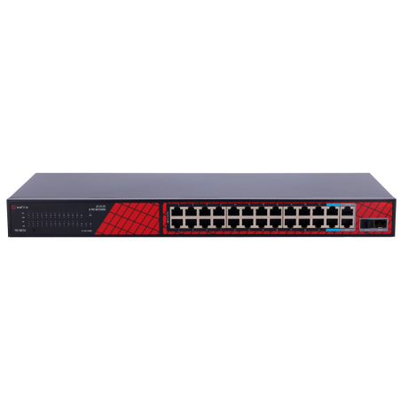 SF-SW2824HIPOE-300 - Safire Switch Hi-PoE - 24 porte + 2 SFP Uplink + 2 Uplink RJ45 - Velocità porte Fast Ethernet 10/100 Mbps -