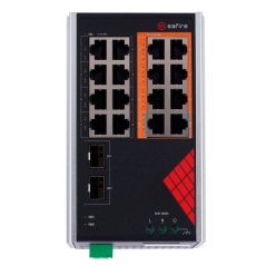 SF-SWI1808HIPOE-GF-AC-130-DIN - Safire Switch Industriale Alimentazione AC e DC - 16 porte Gigabit + 2 SFP Gigabit - 6 Porte PoE