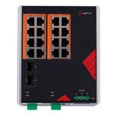 SF-SWI1816HIPOE-GF-AC-260-DIN - Safire Switch Industriale Alimentazione AC e DC - 16 porte Gigabit + 2 SFP Gigabit - 12 Porte Po