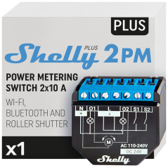 SH-PLUS-2PM - Shelly Plus 2PM - WiFi 2.4 GHz IEEE802.11 b/g/n / Bluetooth - Interruttore intelligente - Supporta 110-240 V / 24V