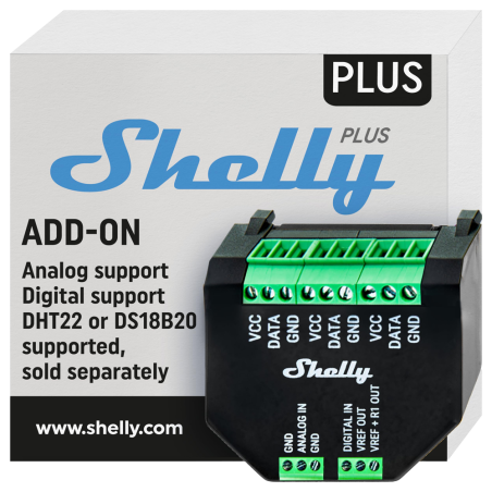 SH-PLUS-ADDON - Shelly Plus AddOn - WiFi 2.4 GHz IEEE802.11 b/g/n / Bluetooth - Interfaccia sensore isolata - Supporta 3,3 V (da