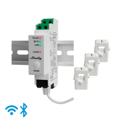 SH-PRO-3EM-120A - Shelly Pro 3EM 120A - WiFi 2.4 GHz / Bluetooth / LAN - Misuratore di consumo - Supporta 110-230 V - Ideale per