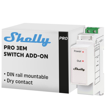 SH-PRO-3EM-SWITCH-ADD-ON - Shelly Pro 3EM Switch Add-on - Compatibile solo con Shelly Pro 3EM - Misuratore di consumo - Supporta