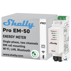 SH-PRO-EM-50 - Shelly PRO EM - 50 - WiFi 2.4 GHz IEEE802.11 b/g/n - Misuratore di consumo - Supporta 110-230 V - Ideale per le c