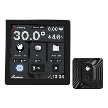 SH-WALL-DISPLAY-B-BLUHT-B - Shelly Wall Display Nero + BLU H&ampT Nero - WiFi 2.4 GHz / Bluetooth - Sensore H&ampT - Resistente 