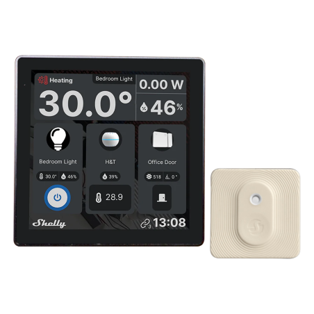 SH-WALL-DISPLAY-W-BLUHT-IVORY - Shelly Wall Display Bianco + BLU H&ampT Ivory - WiFi 2.4 GHz / Bluetooth - Sensore H&ampT - Resi