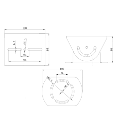 SP6001 - Giunto Cardanico universale - Giro verticale 85º - Dimensioni della base: 80 (I) x 126 (Ø) mm - Alluminio - Colore bian