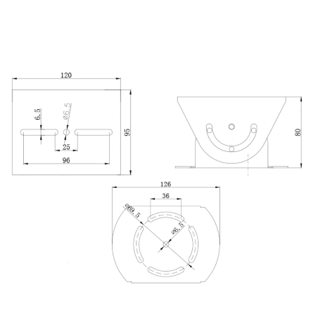 SP6001 - Giunto Cardanico universale - Giro verticale 85º - Dimensioni della base: 80 (I) x 126 (Ø) mm - Alluminio - Colore bian