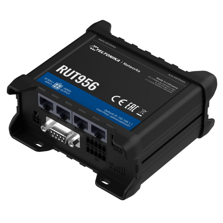 TK-RUT956 - Teltonika Router 4G Industriale - 4 porte Ethernet RJ45 Fast Ethernet - Dual SIM 4G (LTE) Cat 4 fino a 150Mbps - 3x 