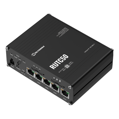 TK-RUTC50 - Teltonika Router 5G Industriale - 5G Sub-6Ghz SA/NSA - Dual SIM Dual Modem - Wi-Fi 6 - Posizionamento GNSS - 5 porte