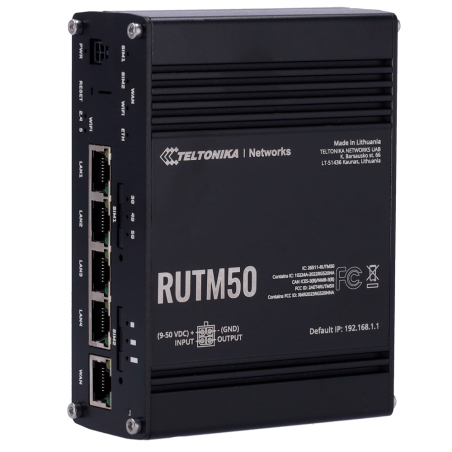 TK-RUTM50 - Teltonika Router Industriale 5G - 5G Sub-6Ghz SA/NSA Doppia SIM - 5 porte 10/100/1000Mbps - Fino a 3,4Gbps Download 
