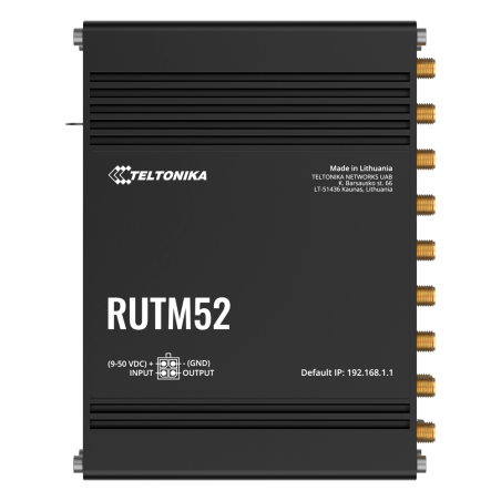 TK-RUTM52 - Teltonika Router Industriale 5G - Doppio modem 5G Sub-6Ghz SA/NSA - 5 porte 10/100/1000Mbps - Fino a 2.1/3.3Gbps in 