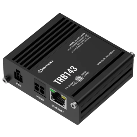 TK-TRB143 - Teltonika Gateway 4G Industrial - 4G Cat 4 / 3G / 2G - Porta Ethernet RJ45 10/100/1000Mbps - Ingresso M-BUS - Design