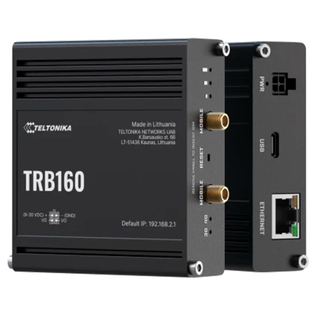 TK-TRB160 - Teltonika Gateway 4G Industrial - 4G Cat 4 / 3G / 2G - Porta Ethernet RJ45 10/100/1000Mbps - Design compatto - Conne
