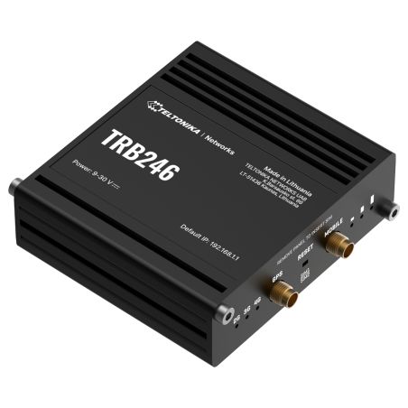 TK-TRB246 - Teltonika Gateway 4G Industrial - 4G Cat 4 / 3G / 2G - Porta RJ45 10/100Mbps - Porte RS232 e RS485 - Dual SIM