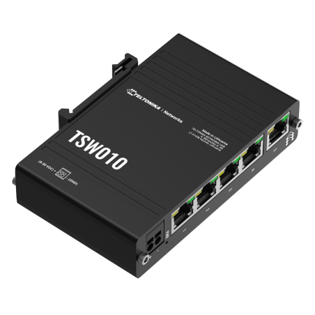 TK-TSW010 - Teltonika Switch Unmanaged Industriale - 5 porte Ethernet RJ45 Fast Ethernet - Robusto Alloggiamento in Alluminio - 