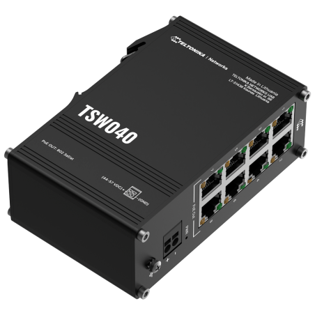 TK-TSW040 - Teltonika Switch PoE Unmanaged Industriale - 8 porte Ethernet RJ45 Fast Ethernet - 8 Porte Ethernet PoE+ 802.3af/at 