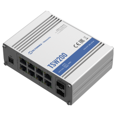 TK-TSW200 - Teltonika Switch PoE Unmanaged Industriale - 8 porte Ethernet RJ45 Gigabit +2 SFP Gigabit - 8 Porte Ethernet PoE+ 80