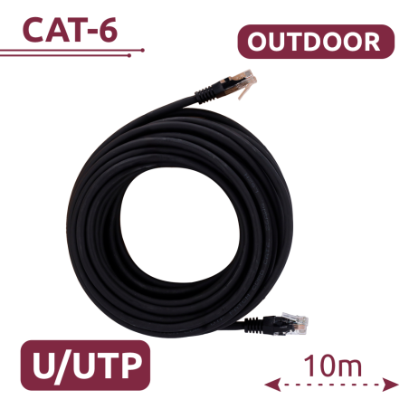 UTP6-10-OUTDOOR - Cavo UTP - Ethernet - Connettori RJ45 - Categoria 6 - Guaina speciale per esterni (Nera) - 10 m