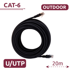 UTP6-20-OUTDOOR - Cavo UTP - Ethernet - Connettori RJ45 - Categoria 6 - Guaina speciale per esterni (Nera) - 20 m