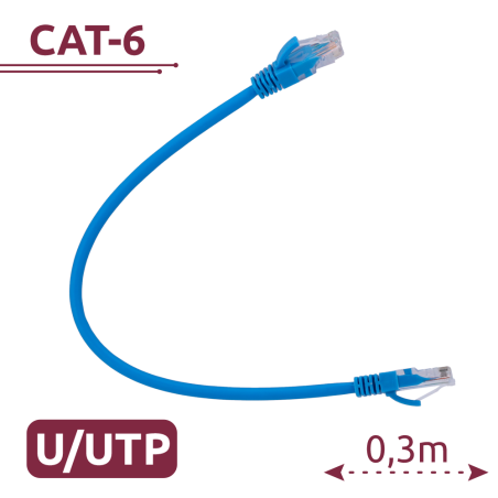 UTP6-H-03B - Cavo UTP - Ethernet - Connettori RJ45 - Categoria 6 - 0,3 m - Colore azzurro
