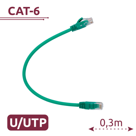 UTP6-H-03GN - Cavo UTP - Ethernet - Connettori RJ45 - Categoria 6 - 0,3 m - Colore verde