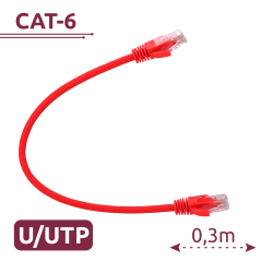 UTP6-H-03R - Cavo UTP - Ethernet - Connettori RJ45 - Categoria 6 - 0,3 m - Colore rosso